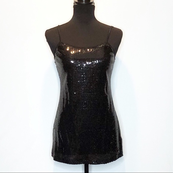 twentyone Tops - Twenty One Black Sequin Tank.    209